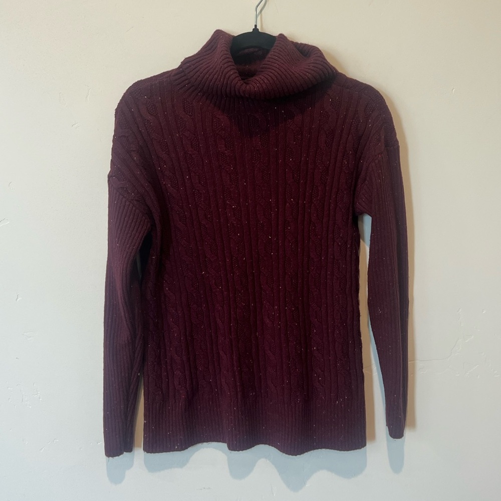 Talbots Women's Burgundy Turtleneck Sweater Size Small Cotton Blend
